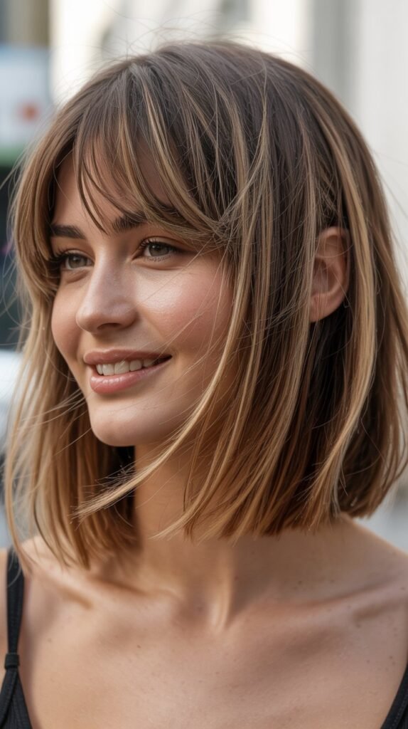 Choppy Long Bob with Piecey Curtain Bangs