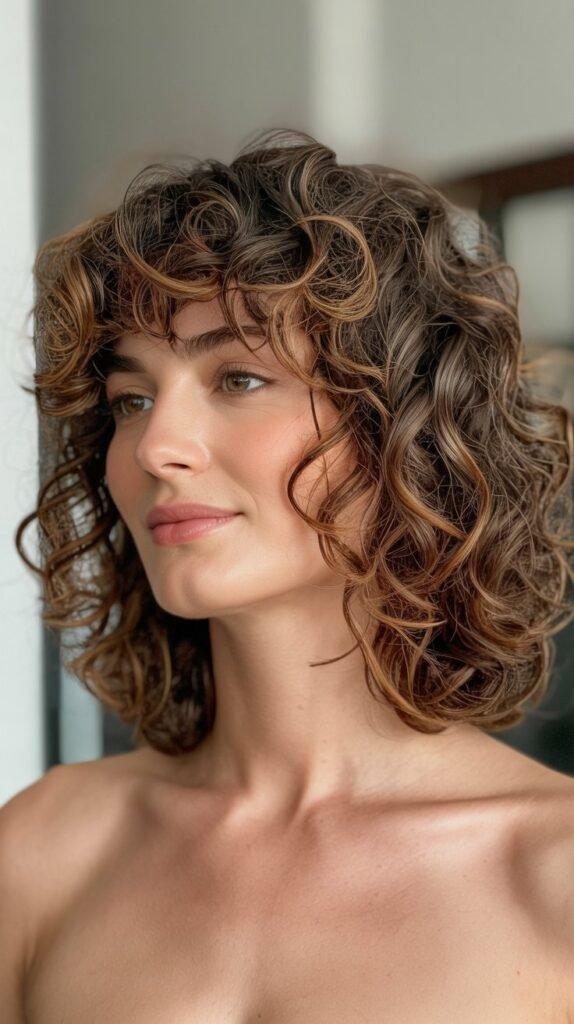  Curly Long Bob with Curly Bangs