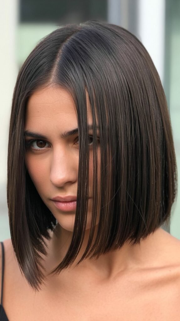  Long Bob with Defined Part Line