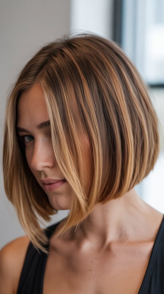 Angled Bob with Highlight Placement