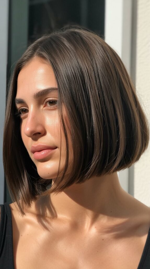 Chin-Length Angled Bob