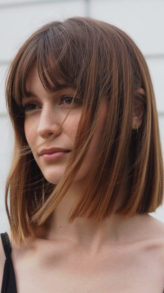 Disconnected Long Bob with Curtain Bangs