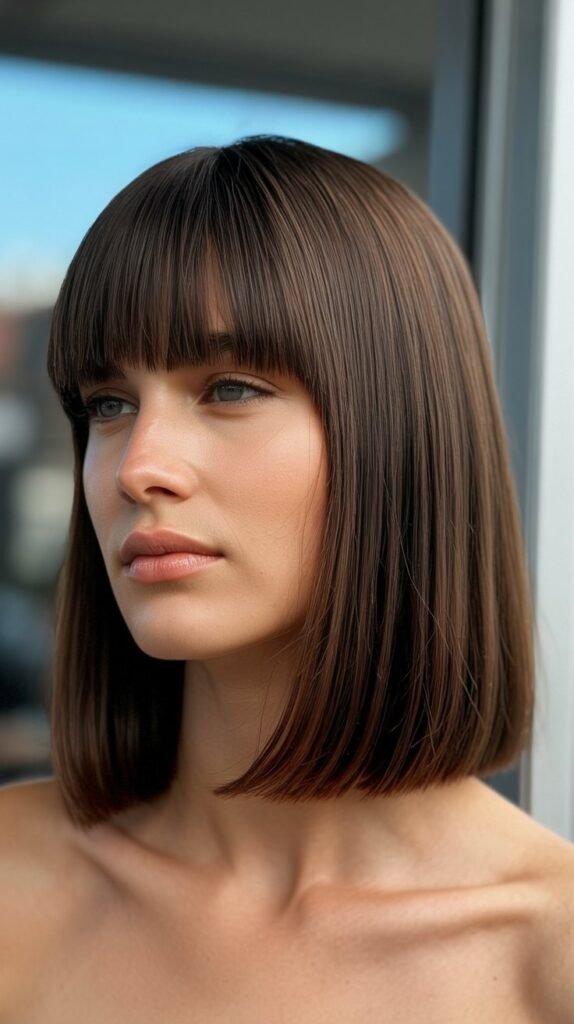  Long Bob with Blunt Bangs
