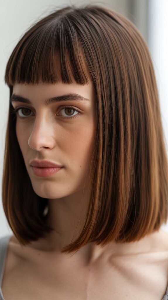 Sleek Long Bob with Micro Bangs