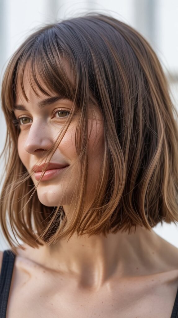 Lived-In Long Bob with Grown-Out Bangs