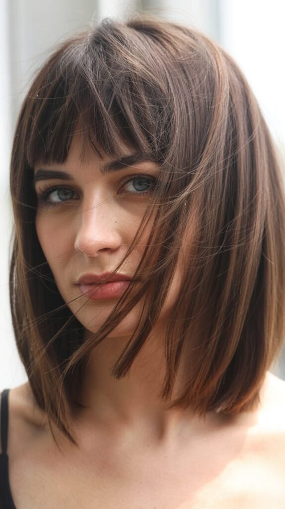 Long Bob with Micro Fringe and Sleek Styling