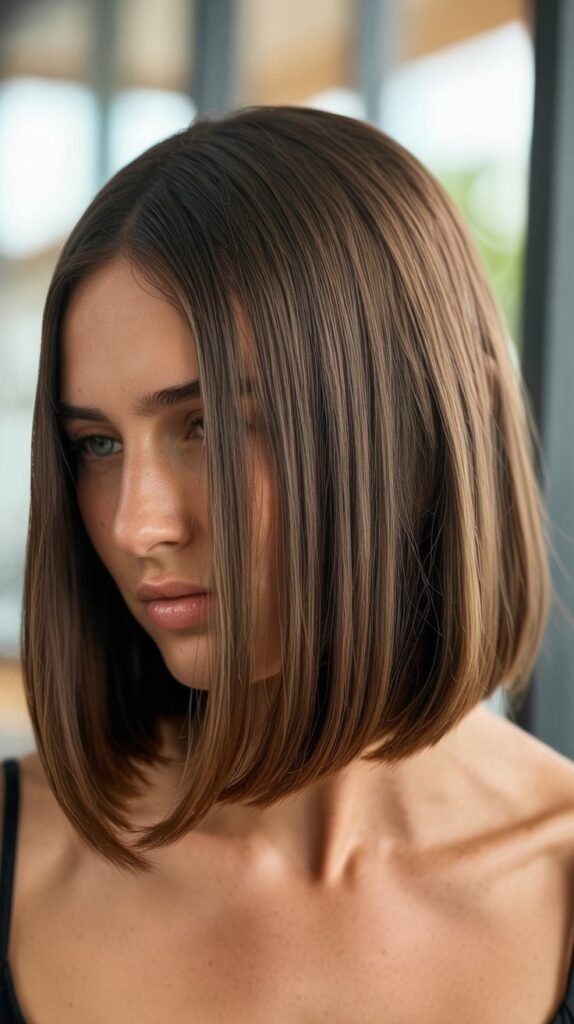 A-Line Long Bob with Side Bangs