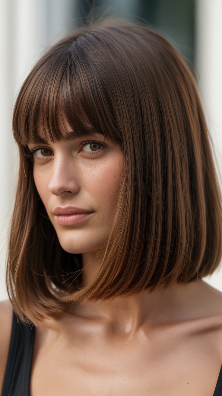 Gorgeous Long Bob with Bangs Haircuts