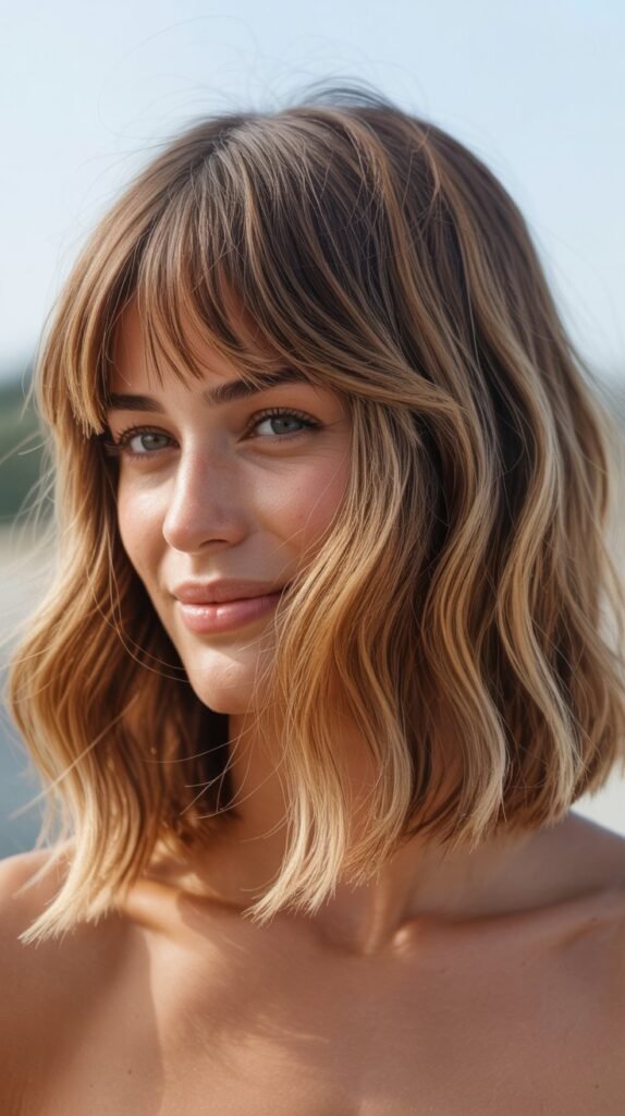 Beachy Long Bob with Baby Bangs