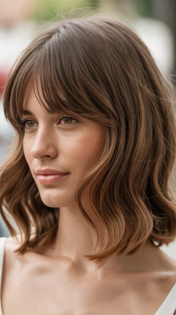 Wavy Long Bob with Curtain Bangs