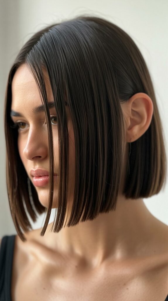 Long Bob with Tucked-Behind-Ears Styling