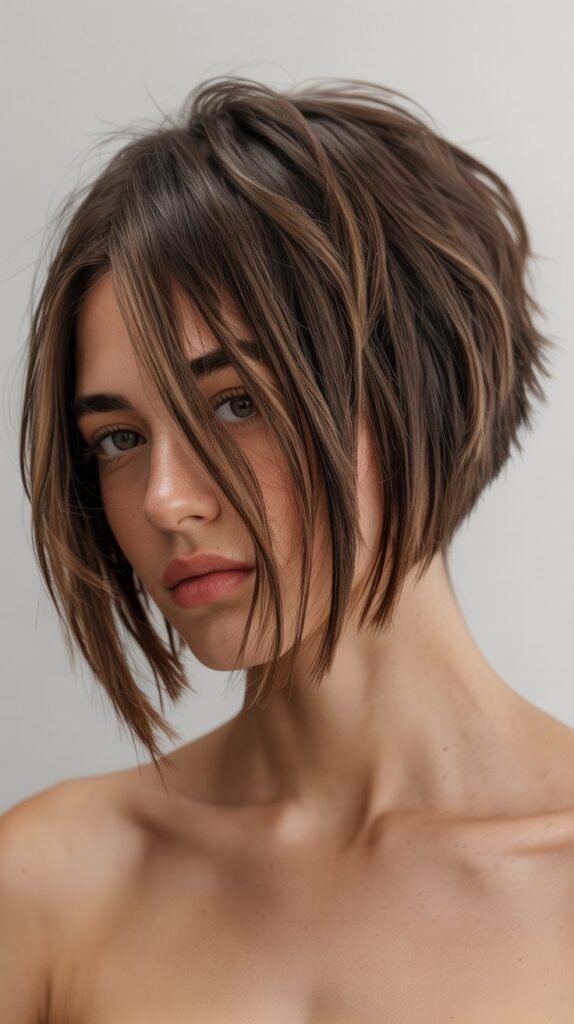 Textured Choppy Angled Bob