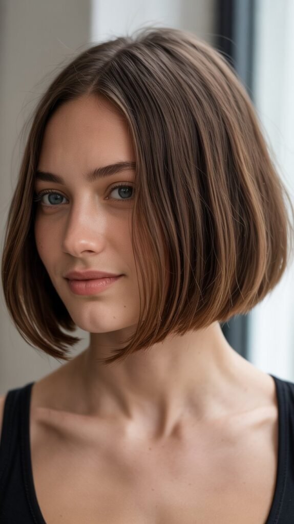 Soft Angled Bob with Rounded Edges