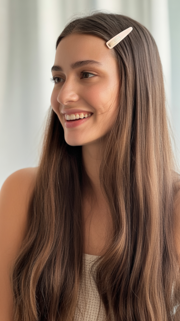 Straight Hair with Center Clip