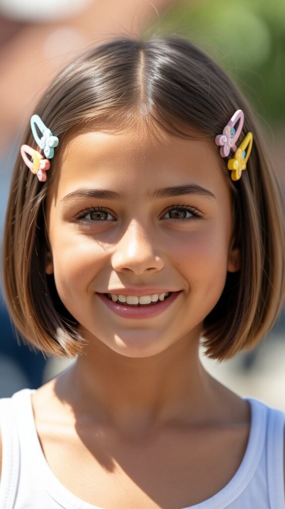 Bob with Hair Clips on Both Sides