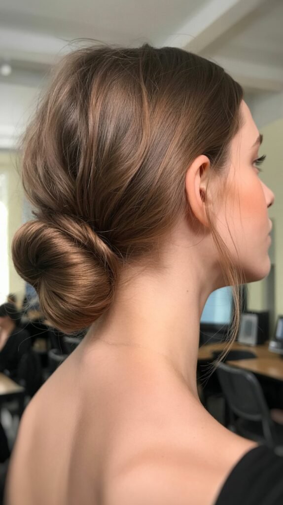  Classic Low Bun with Textured Wrap