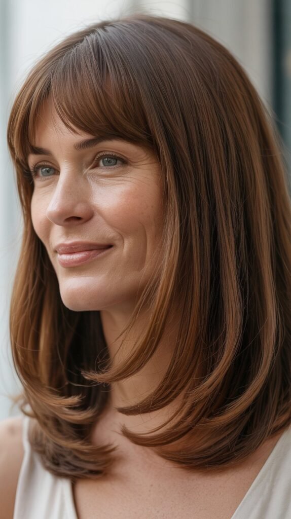 Angled Long Bob with Curtain Bangs