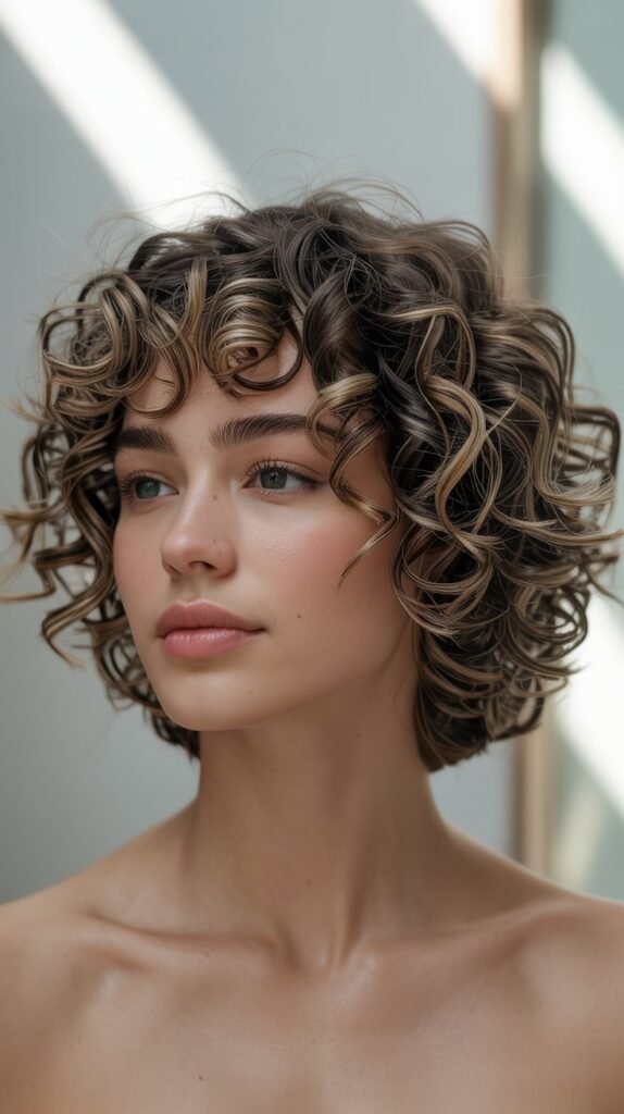 Curly Angled Bob with Definition