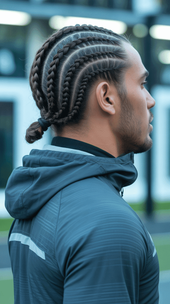 33 Stylish Winter Hair Braids for Men 4 Cornrow Ponytail