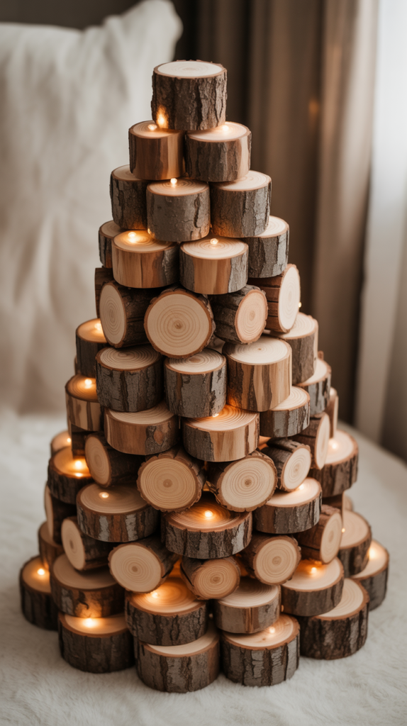 Rustic Log Slice Christmas Tree