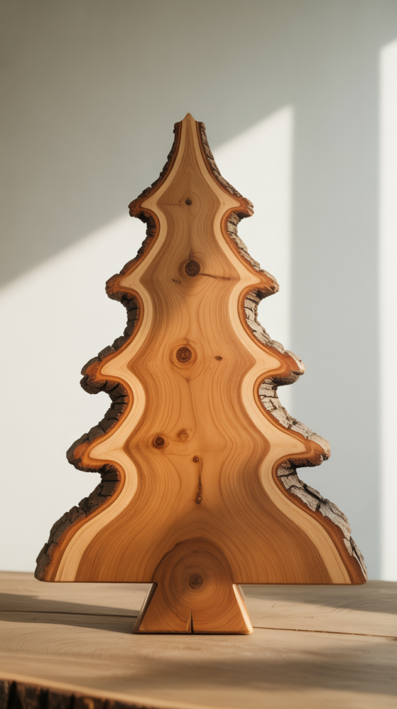 Live Edge Wood Slab Christmas Tree