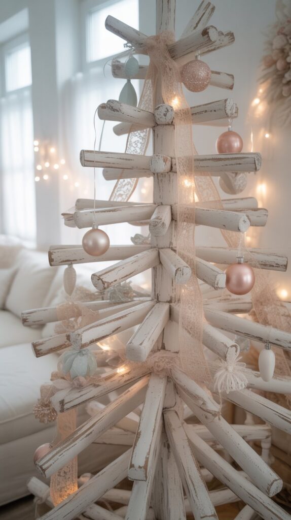 Best 30 Beautiful Wooden Christmas Trees to Try This Year 12 Whitewashed Wooden Christmas Tree