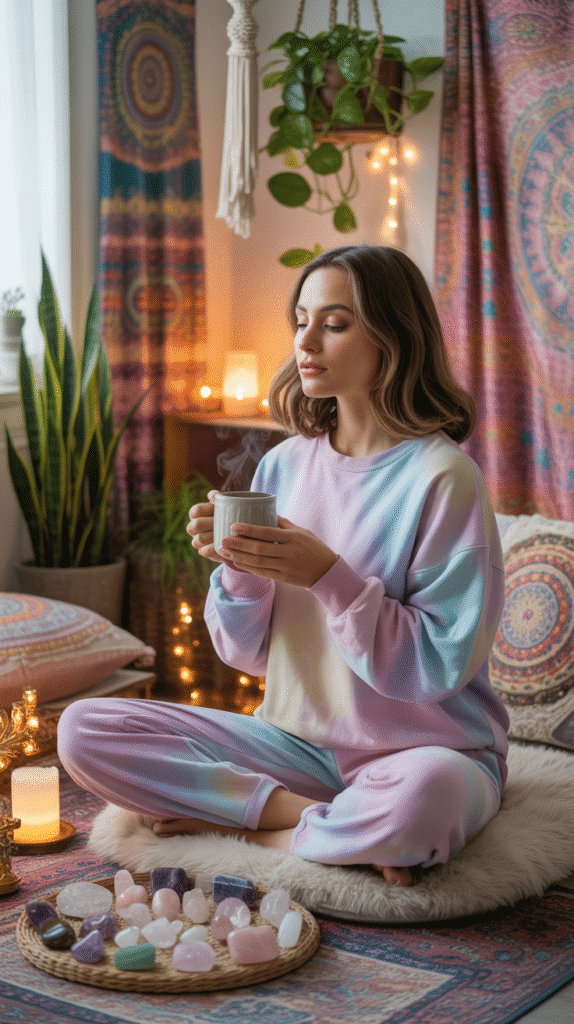 30 Trendy DTI Self Care Sunday Outfit Ideas for Women 15 Tie-Dye Sweatsuit