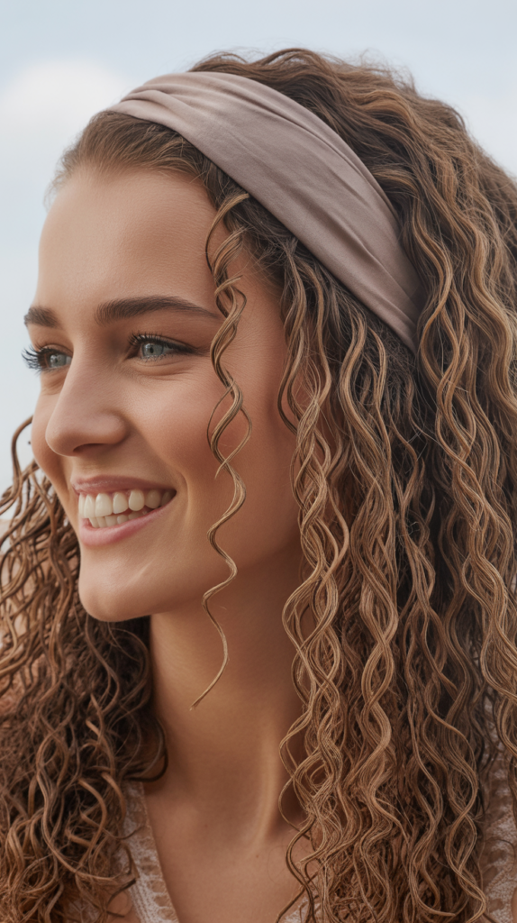 Thick Headband with Crimped Hair