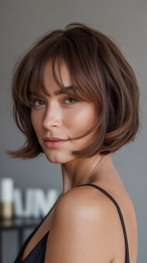 Layered Bob with Curtain Bangs