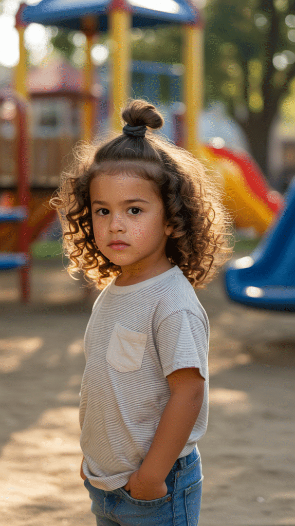 25 Little Boy Curly Haircuts That Show Off Those Curls 13 Curly Top Knot