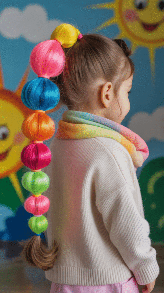 33 Cute Winter Hair Braids for Kids 8 Bubble Braid Ponytail