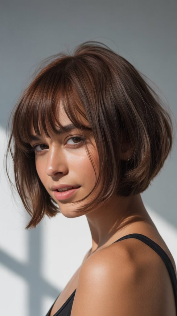 Asymmetrical Bob with Side-Swept Bangs