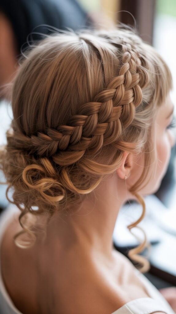 30+ Stunning Beach Wedding Hairstyles That Will Make Waves 2 Braided Crown With Cascading Curls