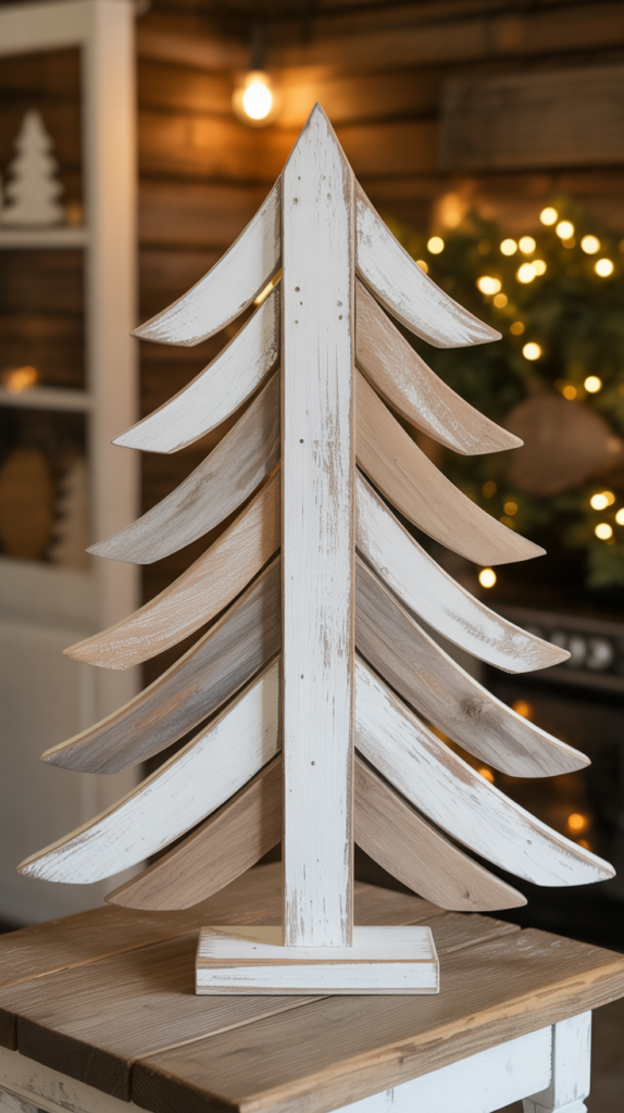 Whitewashed Wooden Christmas Tree