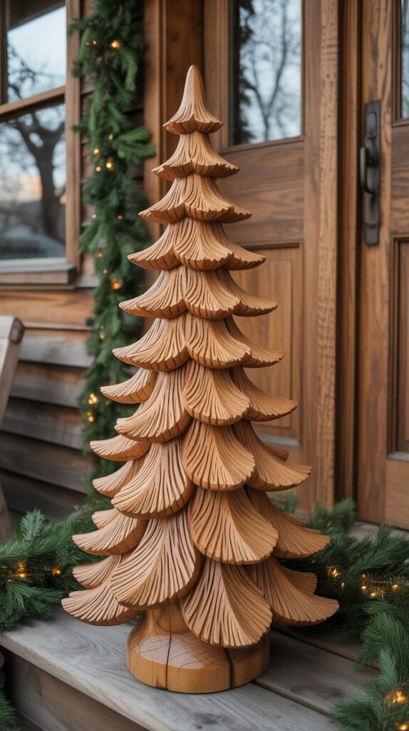 36 Wooden Christmas Trees for Your Front Porch Décor 15 Carved Wooden Christmas Trees