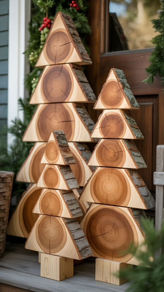 Rustic Cross-Section Christmas Trees