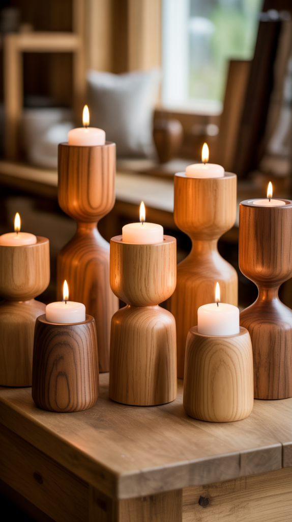 Wooden Candle Holders