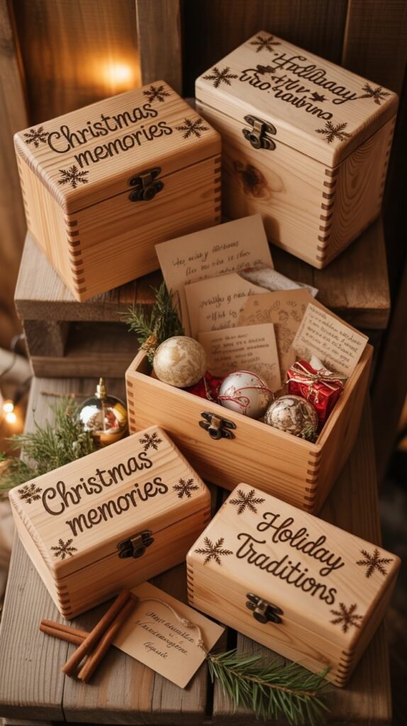 Rustic Wooden Christmas Memory Boxes