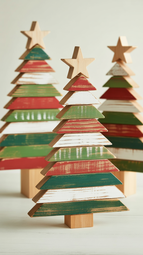 Painted Wooden Shim Christmas Tree