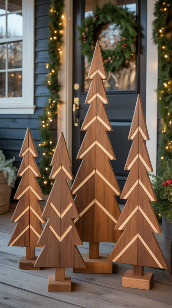 Chevron Pattern Wooden Trees