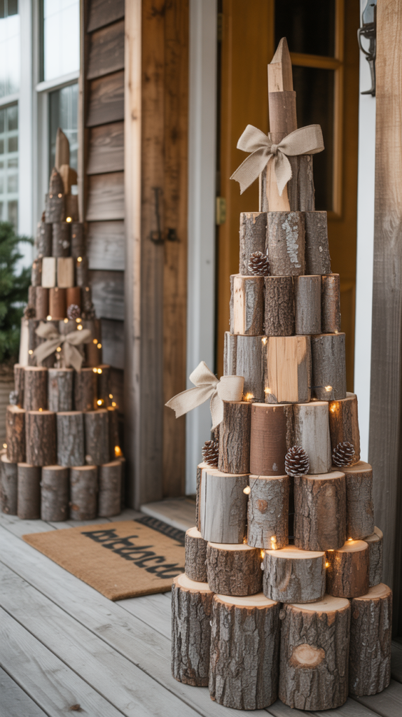 Rustic Log Christmas Trees