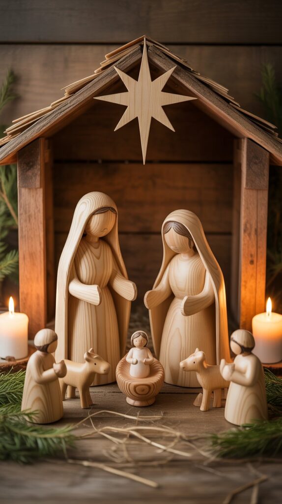 33 Profitable Rustic Christmas Wood Crafts for 2025 4 Rustic Wooden Nativity Sets