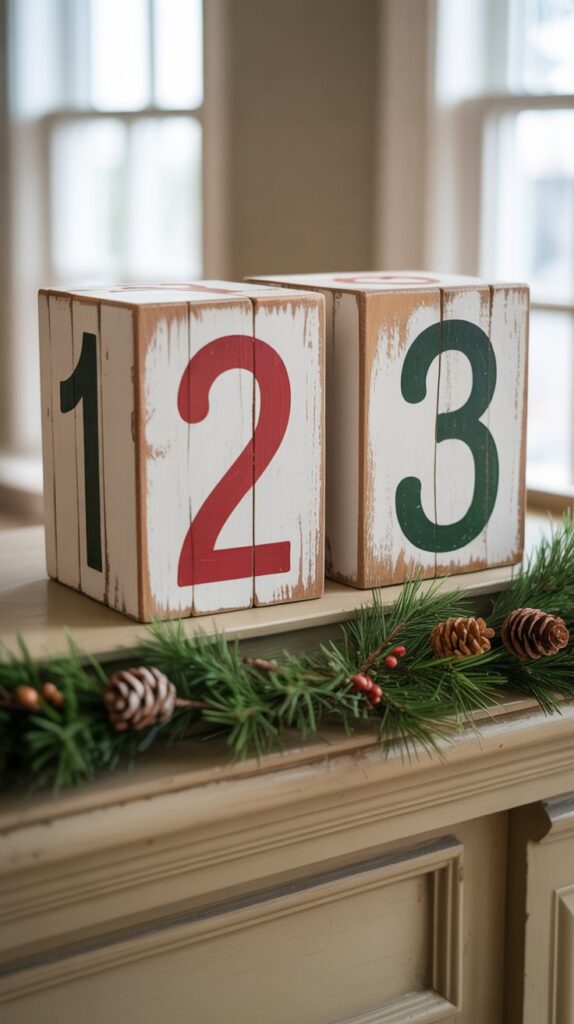 33 Profitable Rustic Christmas Wood Crafts for 2025 13 Wooden Christmas Countdown Blocks