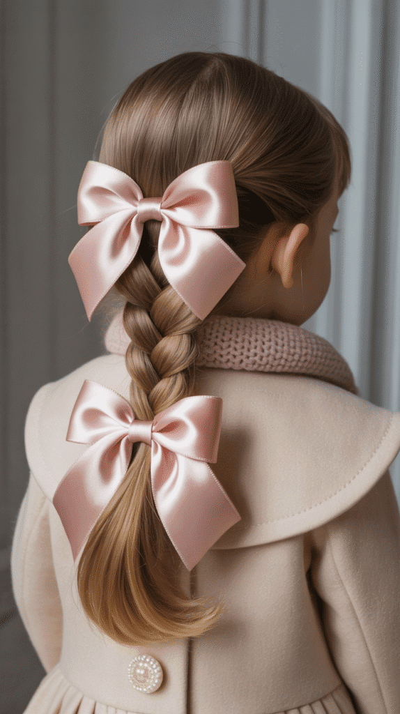 33 Cute Winter Hair Braids for Kids 29 Bow Braid