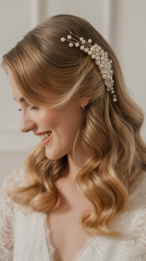 Half-Up with Pearl Accessories