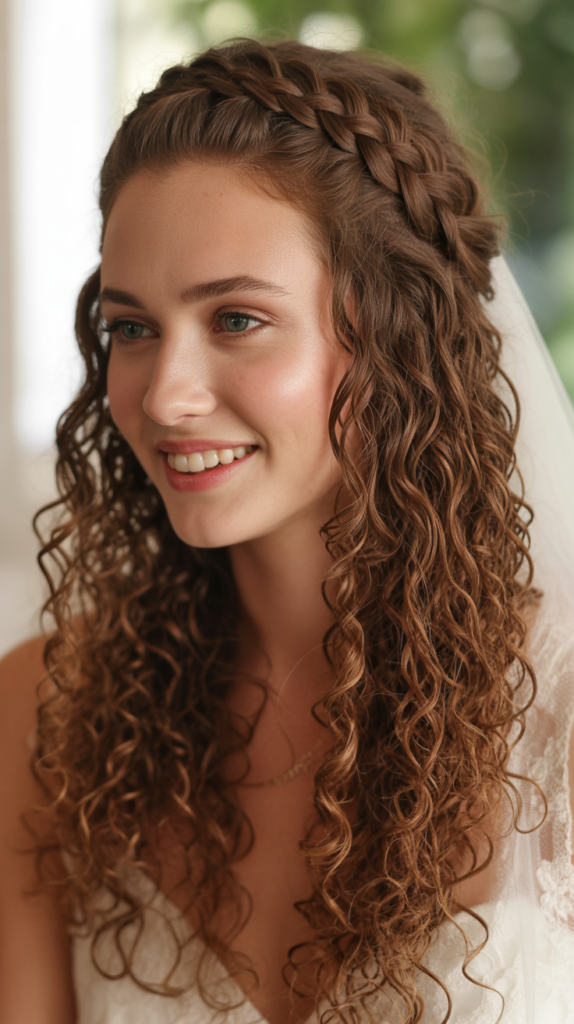 Half-Up Half-Down with Crown Braid