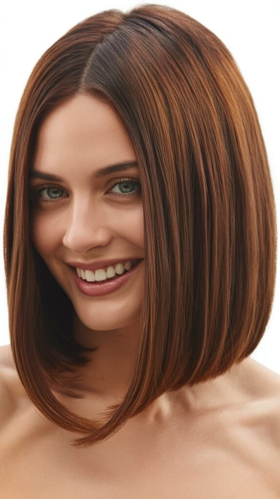 . Precision Long Bob with Micro-Textured Bangs