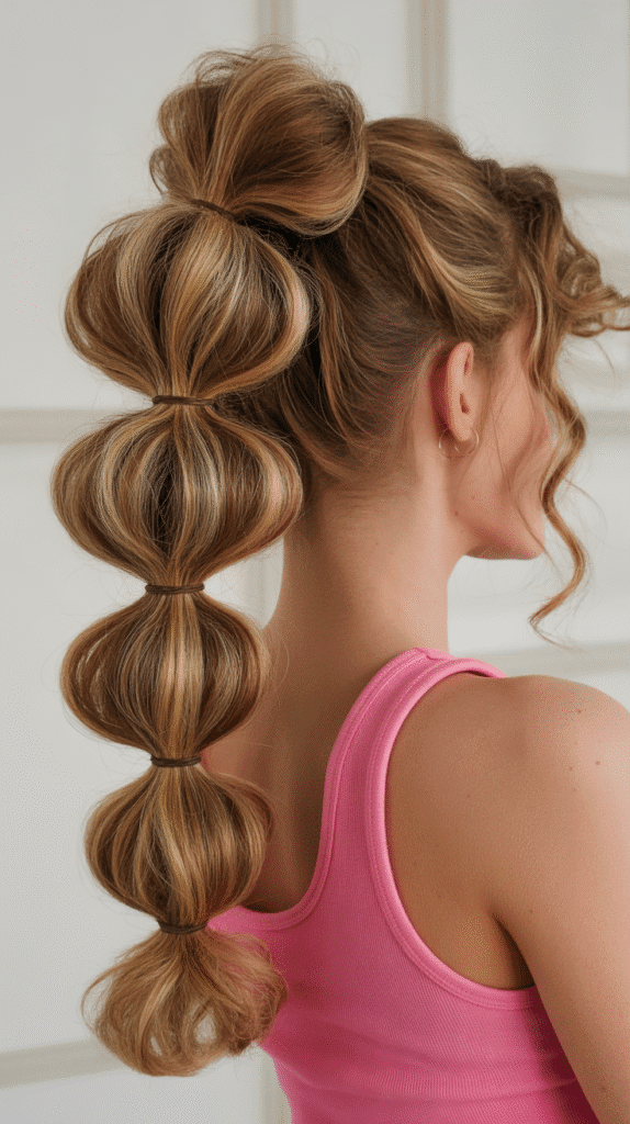 Bubble Ponytail Curly Updo