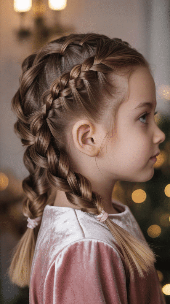 33 Cute Winter Hair Braids for Kids 19 Twisted Side Braid