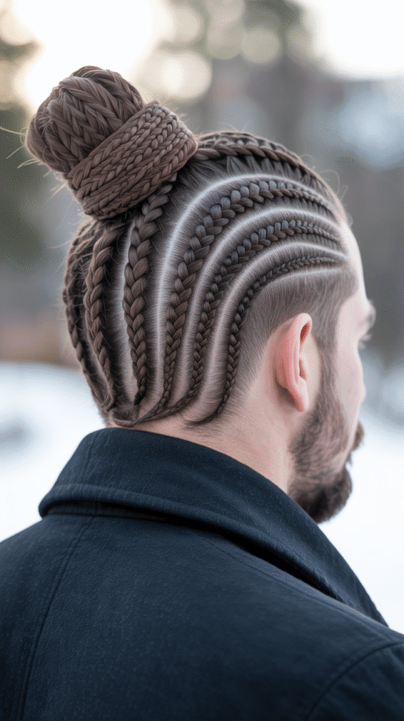 33 Stylish Winter Hair Braids for Men 16 Braided Man Bun